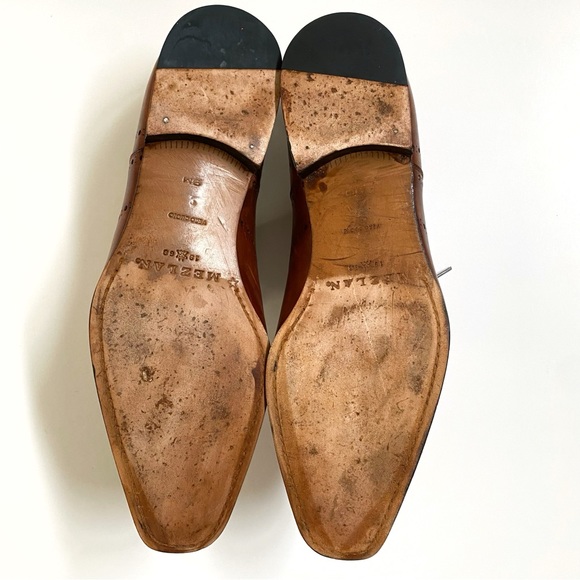 MEZLAN brown tan Antique Italian leather lace wingtip Oxford dress shoes - Picture 7 of 9